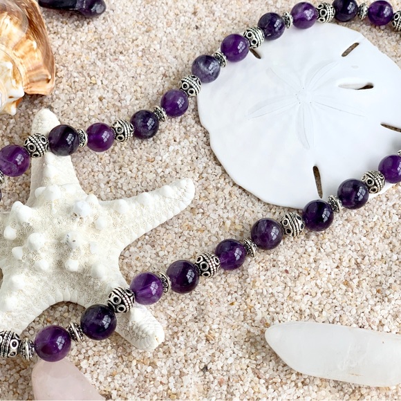 Genuine Amethyst Ornate Beaded Necklace - Picture 3 of 7
